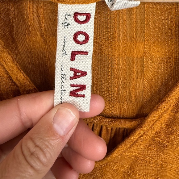 Anthropologie Dolan Tandy Ruffle Top Shirt Burnt Orange Gold Small - Picture 6 of 11